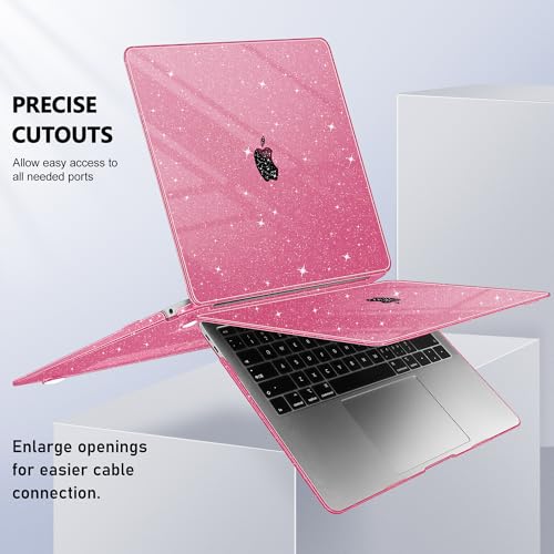 May Chen Compatible with MacBook Air 13 inch Case 2021 2020 2019 2018 Release Model: M1 A2337 A2179 A1932, Plastic Hard Shell Case for Ma Air 13 inch with Retina Display Fits Touch ID, Peach Glitter - color: Peach Glitter