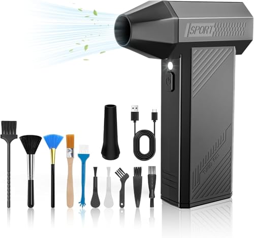 MJY 180000PRM Electric Air Duster,4 Gear Adjustable Cordless Compressed Air Duster,7600mAh Rechargeable Battery Mini Jet Fan Blower for Computer Keyboard,Car,Outdoors,Home - color: 1 in 1