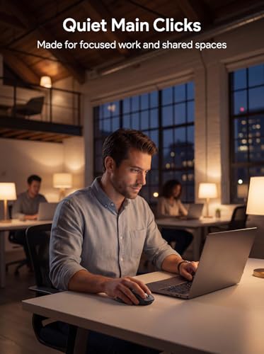 RAPIQUE Bluetooth Wireless Mouse, Dual Bluetooth + 2.4G, Black | 3-device switching, USB-C rechargeable, quiet clicks, 4 DPI Levels up to 3200, Ergonomic Right-Hand for PC, MacBook, Laptop - color: Black