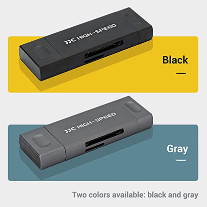 JJC UHS-II SD MicroSD USB Card Reader, Transfer Speed up to 312MB/s, Black | SD Card Adapter, 3-in-1 USB-A USB-C Micro USB Connection Port, Compatible with Computer, Laptop, OTG Enable Phone & Tablet - color: Black