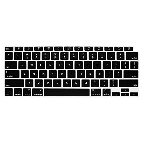 ProElife Ultra Thin Keyboard Cover Skin for 2021-2020 MacBook Air 13 Inch Model A2337 Apple M1 Chip A2179 (U.S Layout) with Touch ID Accessories Keyboard Silicone Protective Skin (Black) | Black, U.S Layout, Non-interference Design for ID Key, Dust-proof,