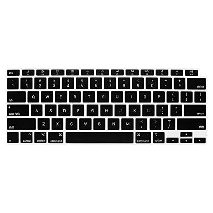 ProElife Ultra Thin Keyboard Cover Skin for 2021-2020 MacBook Air 13 Inch Model A2337 Apple M1 Chip A2179 (U.S Layout) with Touch ID Accessories Keyboard Silicone Protective Skin (Black) | Black, U.S Layout, Non-interference Design for ID Key, Dust-proof,