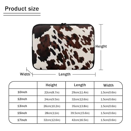 Black Brown Cow Print 15 Inch Laptop Sleeve Shockproof Slim Tablet Carrying Case Bag Easy to Carry - color: Black Brown Cow, size: 15 Inch