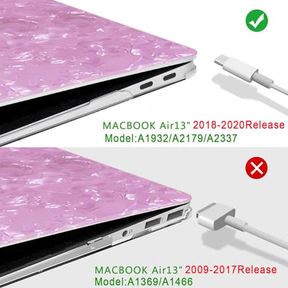 B BELK Compatible with MacBook Air 13 inch Case, MacBook Air M1 Case 2022 2021 2020 2019 2018 A2337 A2179 A1932, Laptop Hard Shell + 2 Keyboard Covers, Glitter Hot Pink Pearly-Luster Pattern - color: Hot Pink Glitter Shell