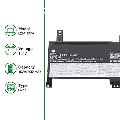L20M3PF0 5B11B36279 SB11B36274 Laptop Battery Replacement for Lenovo IdeaPad 3-14ALC6 3-15ALC6 V15 G2-ITL V17 G2-ITL Series L20L3PF0 5B11B36283 L20C3PF0 5B11B36275 SB11B36277 11.1V 45Wh