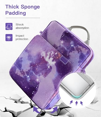 MoKo 13.3-14 Inch Laptop Sleeve Carrying Bag with Shoulder Strap & Handle | Fits Mac Neo A18 Pro, Mac Pro 13.3-inch M2, MacPro 14.2-inch M5/M5 Pro/M5 Max and MacAir 13.6-inch M5, Purple Starry Sky - color: Purple Starry Sky, size: 13.3-14 inch