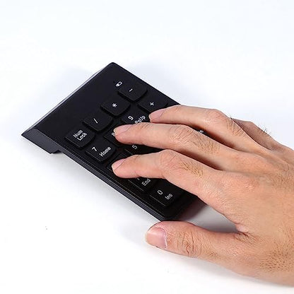 Wireless Numeric Keypad 2.4G | Compact & Portable, Auto Sleep Mode, 18 Keys for Laptop & PC, USB Receiver Included (Black)