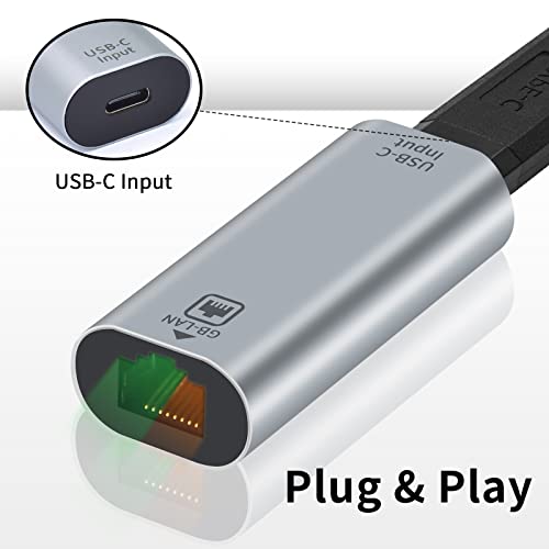 Poyiccot USB C to RJ45 Ethernet Adapter Gigabit, RJ45 Female to USB C Female Adapter, Up to 1000/100/10Mbps Ethernet LAN Network Adapter Compatible for iPad, MacBook Pro, 1Pack