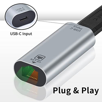 Poyiccot USB C to RJ45 Ethernet Adapter Gigabit, RJ45 Female to USB C Female Adapter, Up to 1000/100/10Mbps Ethernet LAN Network Adapter Compatible for iPad, MacBook Pro, 1Pack