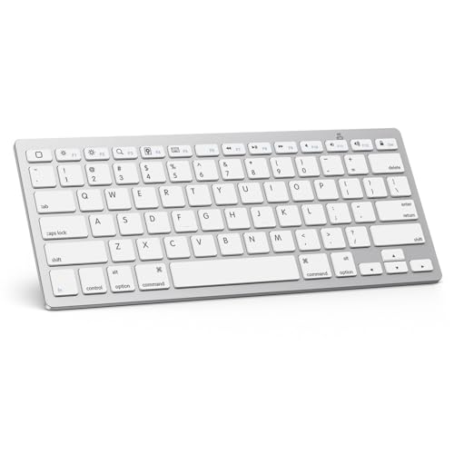 OMOTON Ultra-Slim Bluetooth Keyboard for iPad 11th/10th/9th/8th/7th, iPad Pro/Air/Mini and iPhone Series, Wireless iOS Keyboard with 12 Multimedia Keys for Office, Home, Travel, School, White - color: White
