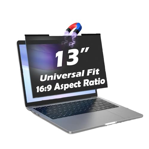 13.3 Inch Magnetic Laptop Privacy Screen – Removable Privacy Filter, 16:9 Aspect Ratio, Anti-Glare, Blue Light Blocking, UV Protection, Dual-Sided, Universal Screen Protector for HP, Dell, Lenovo, ThinkPad, Acer, Asus (13.3 inch 16:9) - size: 13.3 inch 16