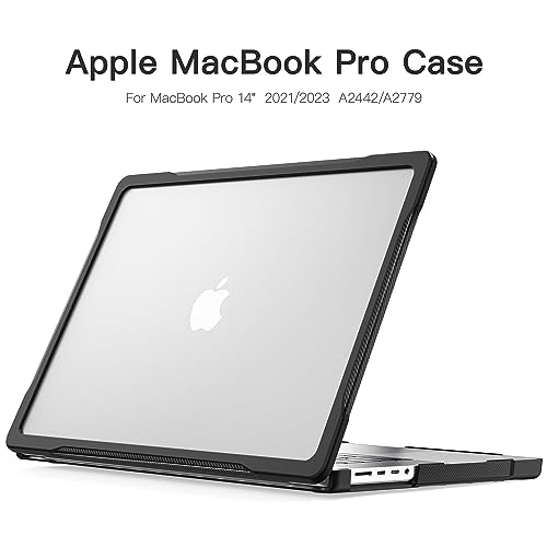 Batianda Ultimate Case for MacBook Pro 14 Inch 2026-2021, Translucent | Fits M5/M4/M3/M2/M1 Pro Max Chip Model, Heavy Duty Matte Translucent Rugged Protective Shell with Carbon Fiber Side Texture - color: X-Translucent