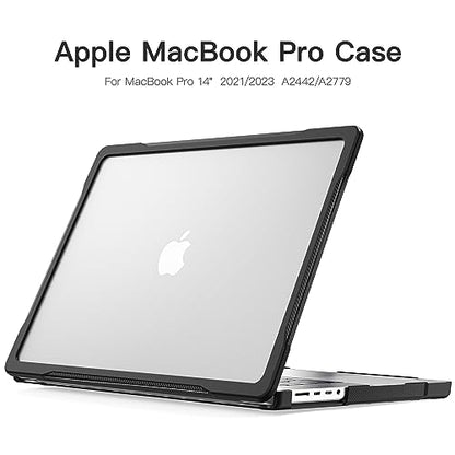 Batianda Ultimate Case for MacBook Pro 14 Inch 2026-2021, Translucent | Fits M5/M4/M3/M2/M1 Pro Max Chip Model, Heavy Duty Matte Translucent Rugged Protective Shell with Carbon Fiber Side Texture - color: X-Translucent