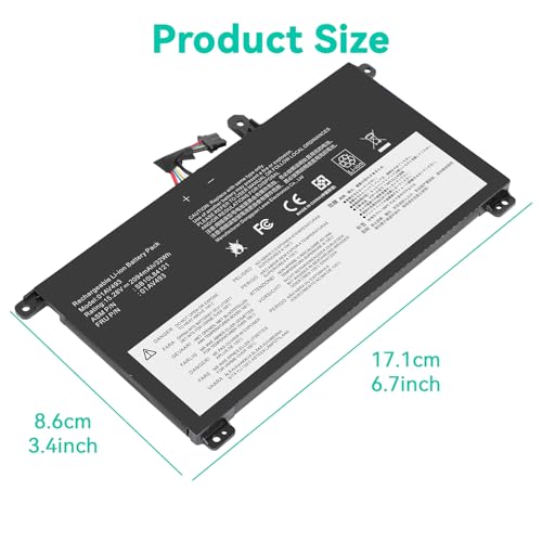 Futurebatt 00UR891 01AV493 SB10L84122 Laptop Battery Replacement for Lenovo ThinkPad T570 T580 P51S P52S Series 00UR890 00UR892 SB10L84121 SB10L84122 SB10L84123 - size: 01AV493 8.78 4.88 1.06in