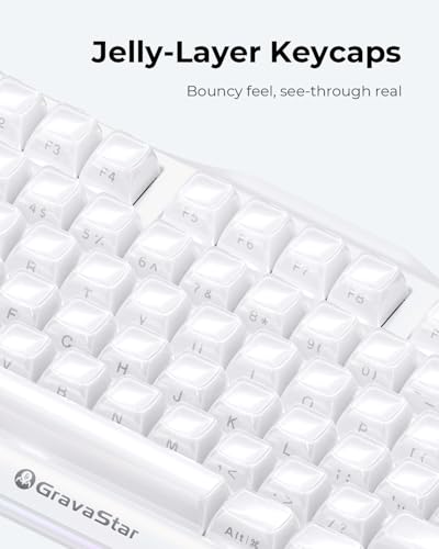 GravaStar Mercury K1 75% White Wireless Keyboard, Aluminum Alloy Exoskeleton Design Mechanical Gaming Keyboard, Gasket Hot-Swap Socket, Linear Switches, RGB Backlit【Opaline White】 - color: Opaline White