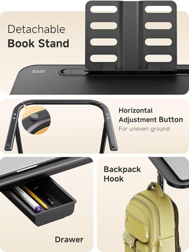 SAIJI XXL Extra Large TV Tray Table，Height & Tilt Adjustable Heavy Duty TV Trays for Eating, Working, Writing,Drawing, Recliner Table Couch Desk with LED Light, Cup Holder, Bookstand - size: X-Large