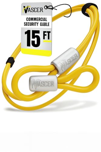 Vascer Commercial Heavy Duty Braided Galvanized Steel Theft Deterrent Security Cable with Looped Ends. (3/8 Inch Thick, 7x19 Construction, 15 Feet) - size: 15 Feet - 3/8 Inch Thick