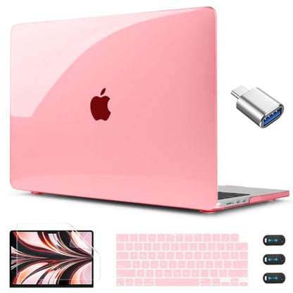 CISSOOK Compatible with MacBook Air 13.6 inch Case Pink 2022 2023 2024 2025 Release A2681 A3113 A3240, Plastic Shell & Keyboard Cover for MacBook Air 13 M4 M3 M2, Clear Pink | A3449 A3240 A3113 A2681, 5in1 Set Hard Shell Case Keyboard Cover for MacBook Ai