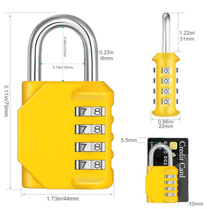 ZHEGE Combination Lock, 4 Digit Combination Padlock Outdoor (Yellow) | School Lock, Gym Lock - color: 1P, Yellow, size: 1P