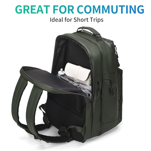 Expandable Business Backpack with 17" Laptop Compartment - Waterproof, Airline Approved, 33L-42L Capacity, for Work & Travel, Green - color: Green