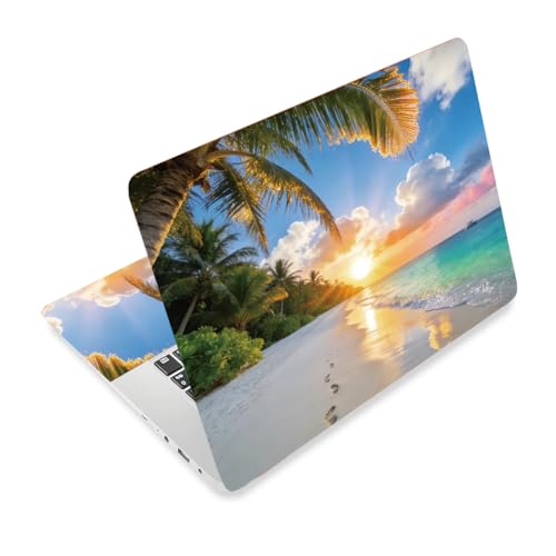 3Pcs Beach Laptop Skin Sticker Scenery Universal Removable Vinyl Stickers Fits for 12.1 13 14 15.6 16 Inch Waterproof Notebook Decal Cover Gift - color: Blue
