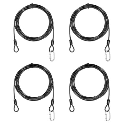 PATIKIL Security Cable Lock (1/8" Dia 8.2ft, Black)(4 Set) Vinyl Coated 304 Stainless Steel Double Loop Flexible Wire Rope Safety Cable with Quick Links Locking Connectors - color: Black, size: 8.2ft x 1/8"