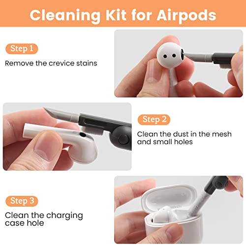 7 in 1 Electronic Cleaner kit, Cleaning Kit for Monitor Keyboard Airpods MacBook iPad iPhone iPod, Screen Dust Brush Including Soft Sweep, Swipe, Airpod Cleaner Pen, Key Puller and Spray Bottle - color: Grey