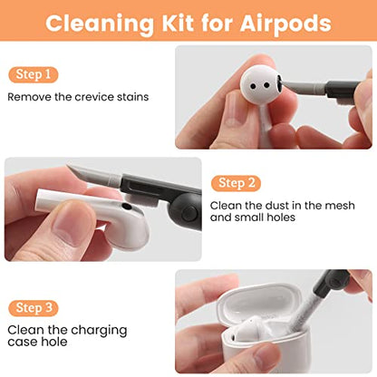 7 in 1 Electronic Cleaner kit, Cleaning Kit for Monitor Keyboard Airpods MacBook iPad iPhone iPod, Screen Dust Brush Including Soft Sweep, Swipe, Airpod Cleaner Pen, Key Puller and Spray Bottle - color: Grey