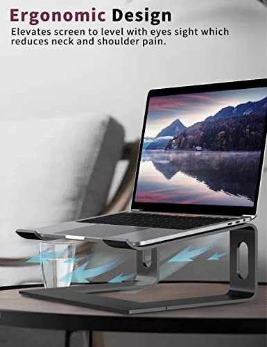 ALASHI Laptop Stand for Desk, Aluminum Computer Riser, Ergonomic Notebook Holder, Detachable Metal Laptops Elevator, PC Cooling Mount Support 10 to 15.6 Inches Notebook, Black - color: A-Black