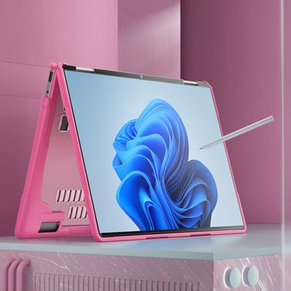Heavy Duty Case for 14" HP Envy X360 2-in-1 2K Touch-Screen Laptop 2024 Release Shockproof Hard Shell Matte Translucent Anti-Fingerprint Protective Cover with TPU-Covered Edge (Pink) - color: Pink