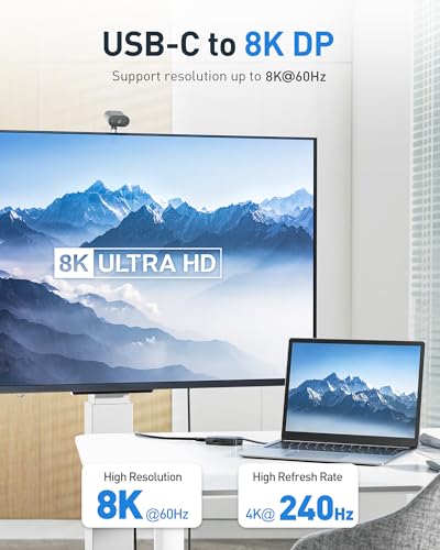 Cable Matters 4K@240Hz USB C to DisplayPort Hub, 100W Charging | DisplayPort 1.4, Foldable, 8K@60Hz HDR, Thunderbolt 4 Compatible, for MacBook/XPS/iPad/iPhone 17/16