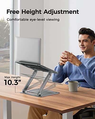 Adjustable Laptop Stand, Portable for 17.3inch Laptops, Holds Up to 17.6lbs, Ergonomic Posture & Heat Dissipation - Gray - color: Gray