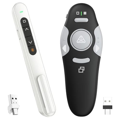QUI Presenter Clicker USB A&C Bundle | Pen-Shaped White & Remote-Shaped Black