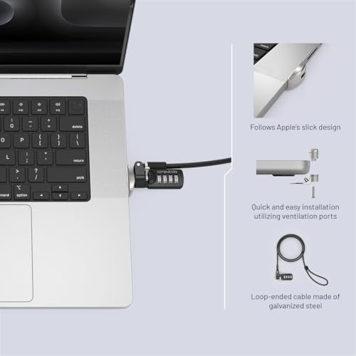 Compulocks Ledge Lock Adapter for MacBook Pro 16" M1,M2,M3, M4,M5 with Combination Cable Lock Silver - size: Combination Lock