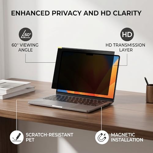 Fabater Laptop Privacy Protector Anti Peeping Film for 14 Inch Laptops Easy Installation Lightweight for Office and Travel