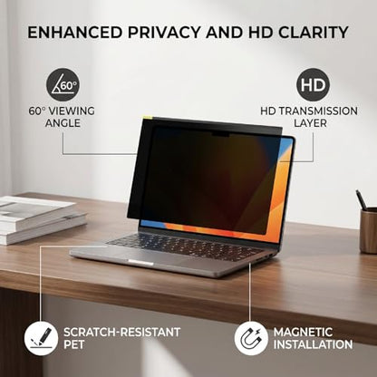 Sanpyl 16:10 Anti Peeping Screen Protector with 60 Viewing Angle for 14 Inch Laptops Privacy Filter