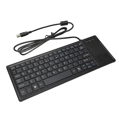 Wired USB Keyboard with Touchpad, Compact Industrial Keyboard Trackpad Combo with HUB Function Ergonomic Keyboard USB Keyboard Trackpad Keyboard for Industrial Food Service Marine