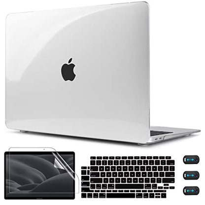 CISSOOK Crystal Clear Case for MacBook Air 13 inch 2021 2020-2018 with Retina Display and Touch ID, Transparent Hard Shell Case with Keyboard Cover for A2337 M1 A2179 A1932 2020 2018-2021 Release - color: Air13inch-Clear Transparent