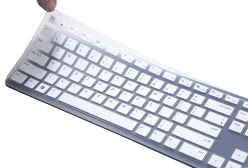 Silicone Keyboard Cover Skin Compatible for Dell Pro KM5221W / KB500 Keyboards & Dell Wireless Bluetooth Keyboard KM7321W White - color: White