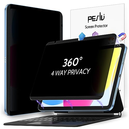 Peslv 4 Way Magnetic Privacy Screen Protector for iPad 10th Gen 2022 10.9" & iPad 11th Gen A16 2025 11", Removable 360 Spy Private Filter, Anti Blue Light Glare Bubble-Free Black Security Protector - size: iPad 10th & 11th B