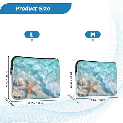 Seashell Starfish Laptop Sleeve 13 14 Inch Puffy Quilted Carrying Case Protective Computer Bag Waterproof Laptops Sleeve for Women Men - color: Seashell Starfish, size: Medium