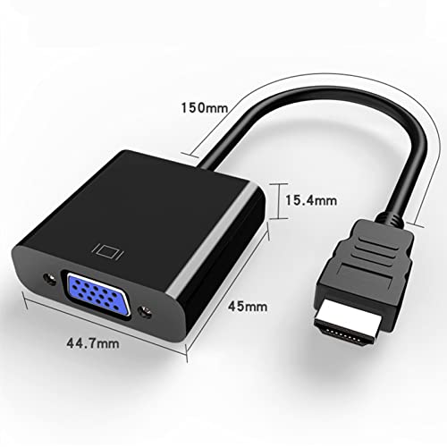 HDMI to VGA, Gold-Plated HDMI to VGA Adapter, Male to Female for Computer, Desktop, Laptop, PC, Monitor, Projector, HDTV, Chromebook, Raspberry Pi, Roku and More