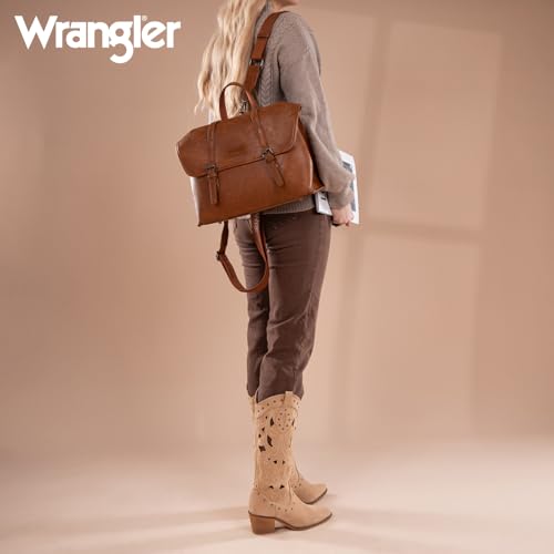 Wrangler Laptop Bag for Women Messenger Bag Briefcase Computer Backpack Convertible Satchel Bag - color: Brown, size: 13 inch