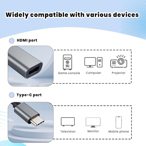USB C to HDMI Adapter 4K - 4K HDMI to USB C Laptop Docking Stations for MacBook pro, USBC Dongle for TV/Projector