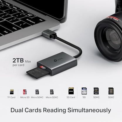 TP-Link SD Card Reader, High-Speed USB 3.0 to SD & microSD Card Reader, Aluminum Dual Slot Memory Card Reader for Laptop & More, Supports 2TB SD/SDHC/SDXC/microSD/microSDHC/microSDXC/TF Cards (UA430) - style: USB A