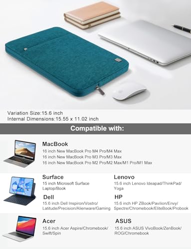 DOMISO Laptop Case Laptop Sleeve Cover for 16 inch MacBook Pro M4/M3/M2/M1 Pro/Max A3403 A3186 A2991 A2780 A2485 A2141,Compatible with 15.6 inch HP Lenovo Dell XPS 16,Teal - color: Teal, size: 15.6 inch