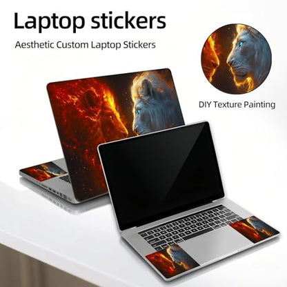 Universal Laptop Skin Sticker Decal, 12"-15.6" Aesthetic Vinyl Wrap, Fire and Ice Lions Face Off Waterproof Notebook Cover Art Protector for MacBook HP Dell Lenovo, Fits 13" 14" 15" 15.6" - color: Fire and Ice Lions Face Off