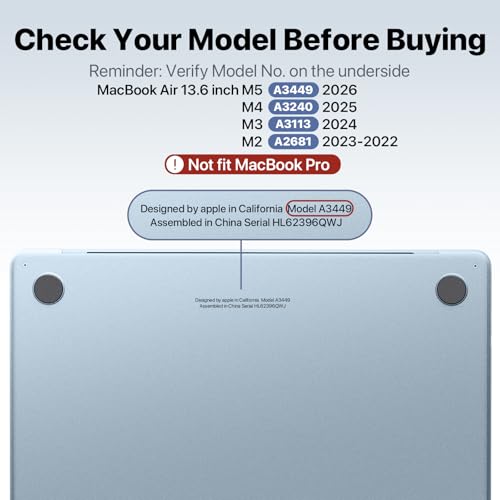 Macaset for MacBook Air 13 inch Case | M5 M4 M3 M2 | 2026–2022 | Precision Fit | Original-Color Match | Durable Hard Shell | Micro-Clip Closure | Scratch & Fingerprint Resistant - color: Frosted Skyblue