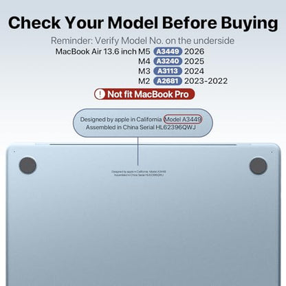 Macaset for MacBook Air 13 inch Case | M5 M4 M3 M2 | 2026–2022 | Precision Fit | Original-Color Match | Durable Hard Shell | Micro-Clip Closure | Scratch & Fingerprint Resistant - color: Frosted Skyblue