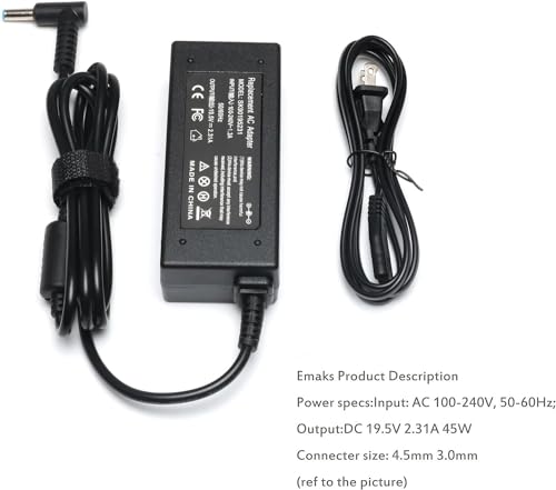 45W Ac Adapter Charger/Power Supply for HP 17 17Z 17T 17-AK 17-AR 17-BS 17-BY 17-CA 17-CN:17-ak013dx 17-by1053dx 17-by0021dx by0088cl by1061st 17-bs062st 17-ca0020nr 17-ar050wm 17-cn0021nr cn0025nr